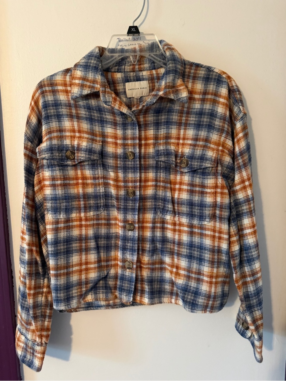 American Eagle Cropped Boyfriend Flannel